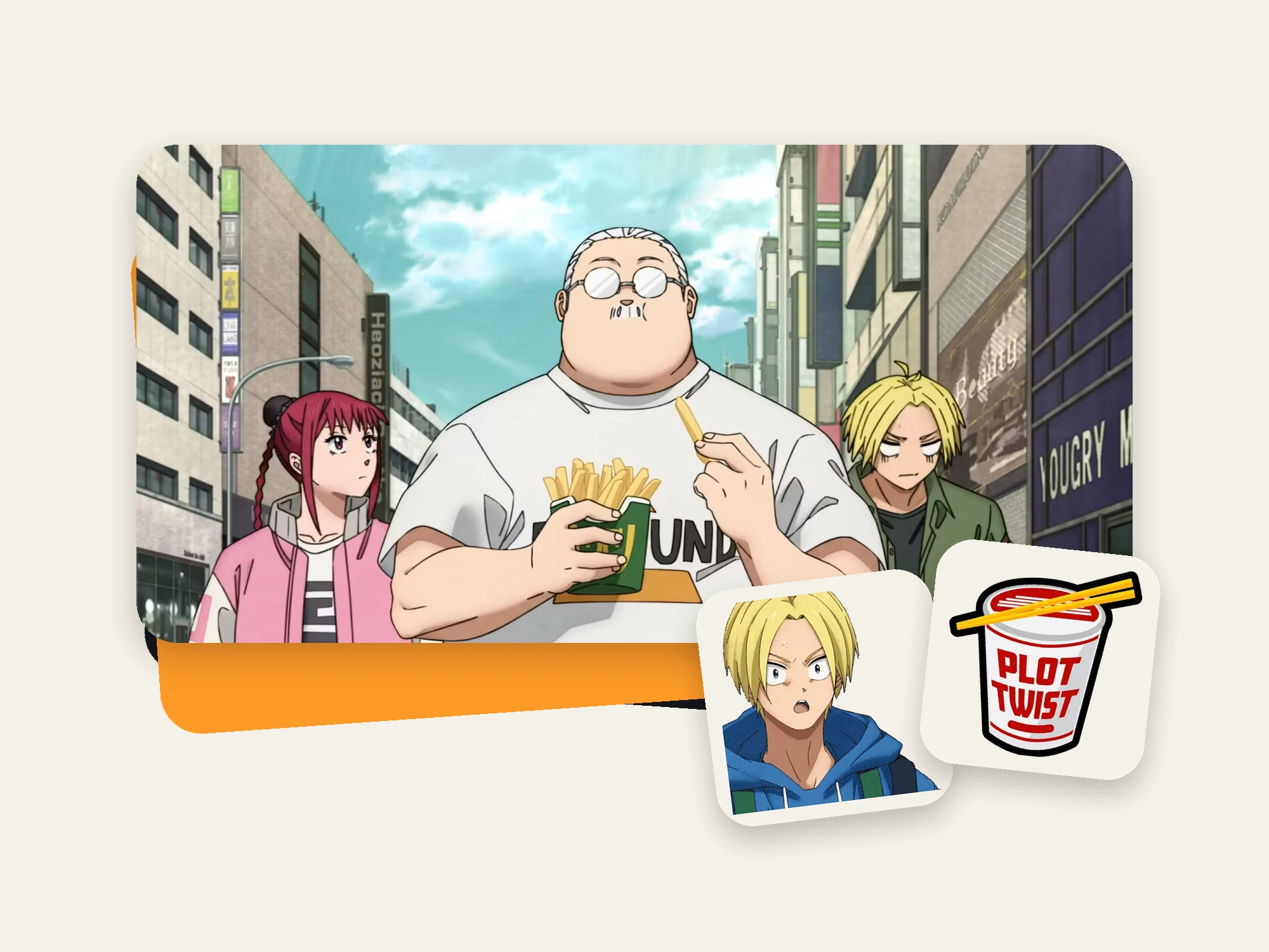 Sakamoto Days artwork with custom character stickers